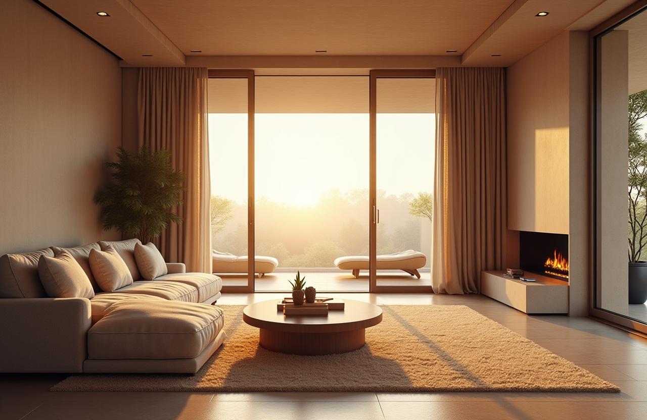 Interior de un salón de lujo con abundante luz natural, diseñado por Atelier de Luz.